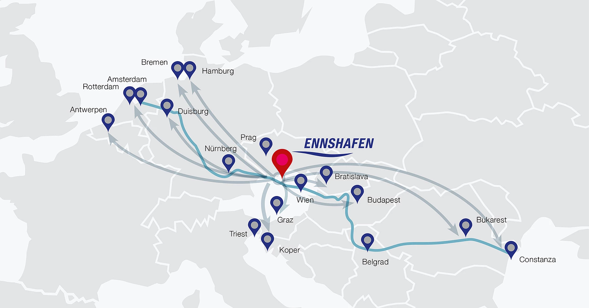RAG LNG Ennshafen Map of Europe