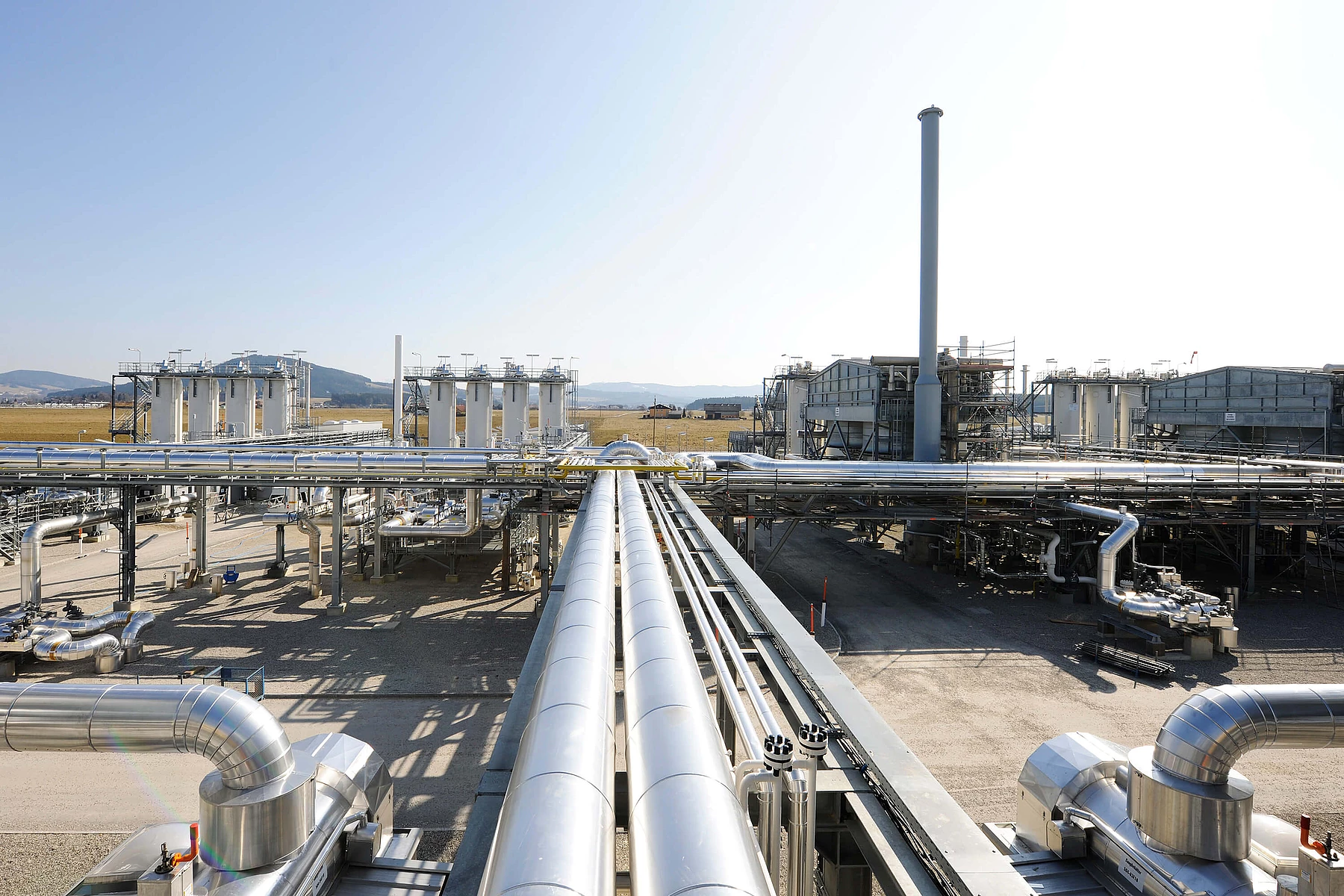 Close-up of the pipes at the Haidach storage facility